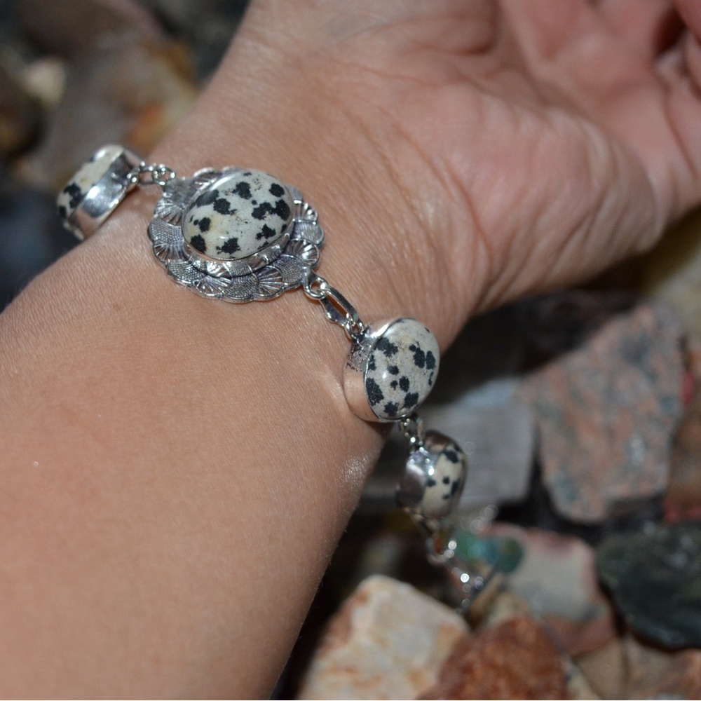 Dalmatian Jasper Bracelet 6”-6 1/2”